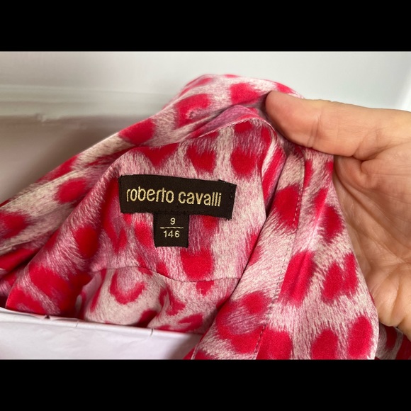 Roberto Cavalli Silk Pink Leopard Ruffle Front Print Blouse! EUC! Size XS - Picture 6 of 6
